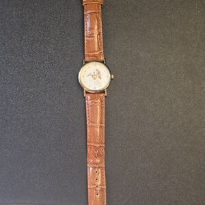 Classic Brown Leather Strap Watch with Basset Hound Dial